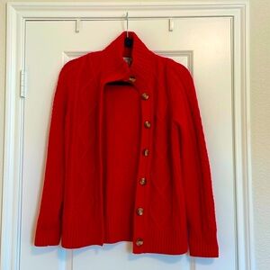 Red Merino Wool LL Bean Cardigan Sweater XSMALL